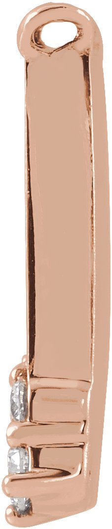 14K Gold Round Natural Diamond Engravable Accented Necklace - Rose Gold - view 2
