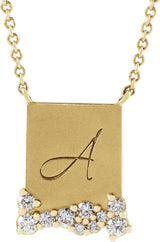 Platinum Round Natural Diamond Engravable Accented Necklace - view 3