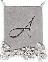 14K Gold Round Natural Diamond Engravable Accented Necklace - White Gold