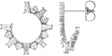 Platinum Tapered Baguette Natural Diamond Baguette Front-Facing Hoop Earrings