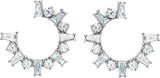 14K Gold Tapered Baguette Natural Diamond Baguette Front-Facing Hoop Earrings - White Gold - view 2