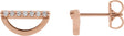 14K Gold Round Natural Diamond Geometric Earrings – 1.2mm Stones - Rose Gold