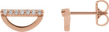 14K Gold Round Natural Diamond Geometric Earrings – 1.2mm Stones - Rose Gold