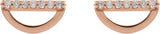 14K Gold Round Natural Diamond Geometric Earrings – 1.2mm Stones - Rose Gold - view 2