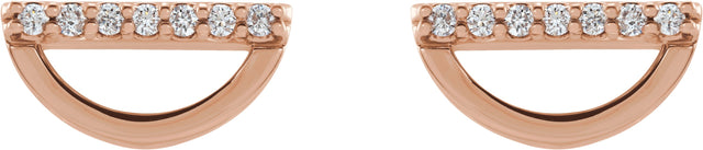 14K Gold Round Natural Diamond Geometric Earrings – 1.2mm Stones - Rose Gold - view 2
