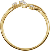 14K Gold Round Natural Diamond Bypass Ring – 1.8mm Stones - Yellow Gold - view 2