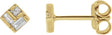 14K Gold Straight Baguette Natural Diamond Geometric Earrings - Yellow Gold