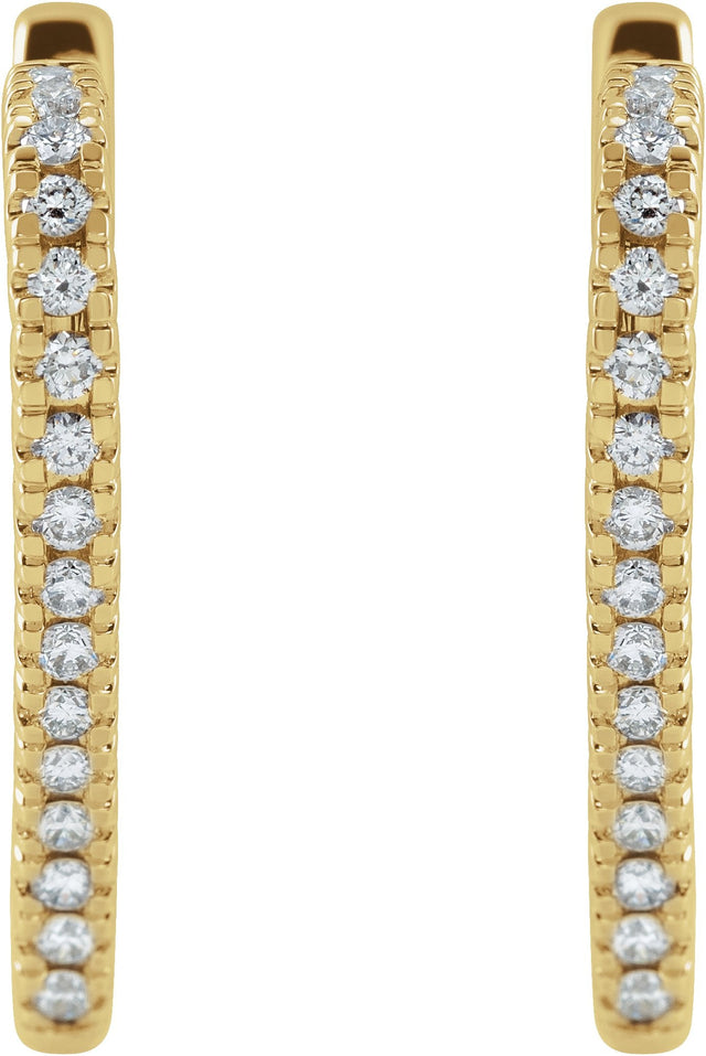 14K Gold Inside-Outside Heart Hoop Earrings - Yellow Gold - view 3