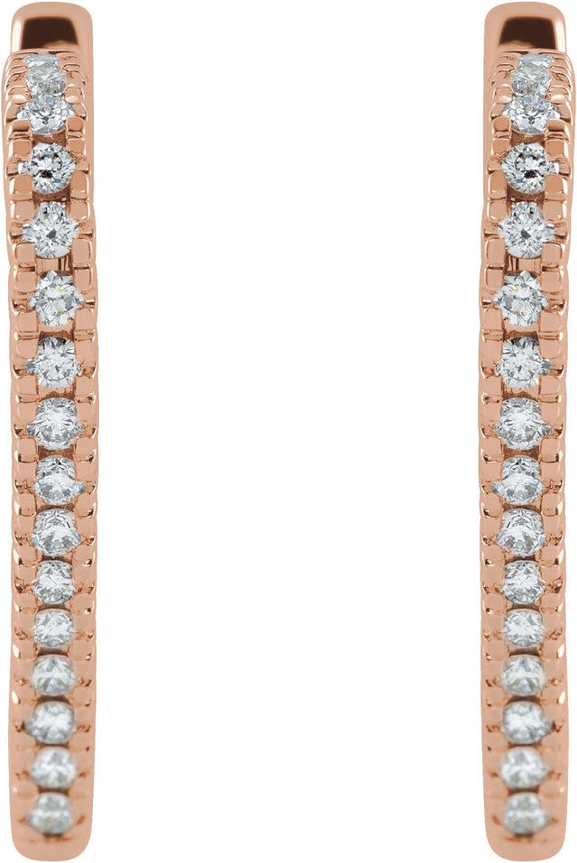 14K Gold Inside-Outside Heart Hoop Earrings - Rose Gold - view 3
