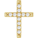 14K Gold Round Natural Diamond French-Set Cross Necklace or Pendant - Yellow Gold