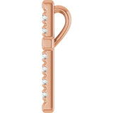 14K Gold Round Natural Diamond French-Set Cross Necklace or Pendant - Rose Gold - view 3