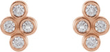 14K Gold Round Natural Diamond Bezel-Set Cluster Earrings - Rose Gold - view 2