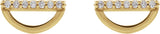 14K Gold Round Natural Diamond Geometric Earrings – 1.2mm Stones - Yellow Gold - view 2