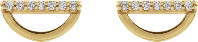14K Gold Round Natural Diamond Geometric Earrings – 1.2mm Stones - Yellow Gold - view 2