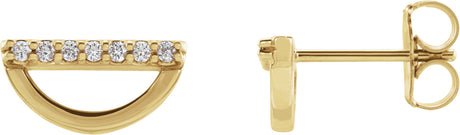 14K Gold Round Natural Diamond Geometric Earrings – 1.2mm Stones - Yellow Gold
