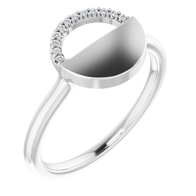 Platinum Round Natural Diamond Stackable Geometric Ring – 0.9mm Stones