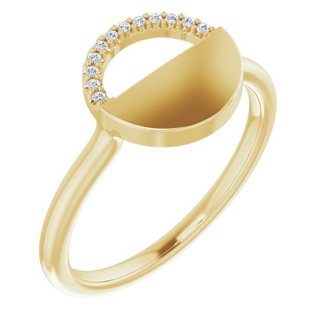 14K Gold Round Natural Diamond Stackable Geometric Ring – 0.9mm Stones - Yellow Gold