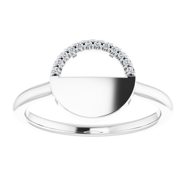 Platinum Round Natural Diamond Stackable Geometric Ring – 0.9mm Stones - view 3