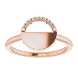 14K Gold Round Natural Diamond Stackable Geometric Ring – 0.9mm Stones - Rose Gold - view 3