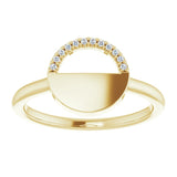 14K Gold Round Natural Diamond Stackable Geometric Ring – 0.9mm Stones - Yellow Gold - view 3