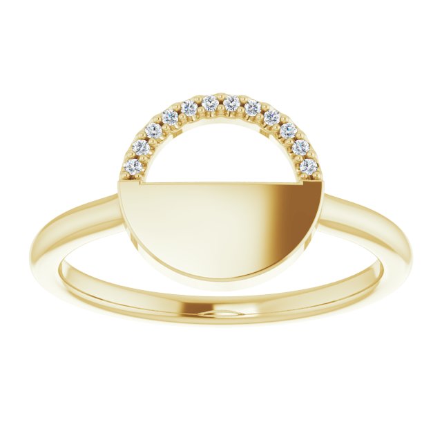 14K Gold Round Natural Diamond Stackable Geometric Ring – 0.9mm Stones - Yellow Gold - view 3