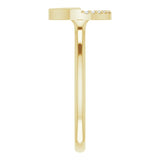 14K Gold Round Natural Diamond Stackable Geometric Ring – 0.9mm Stones - Yellow Gold - view 4