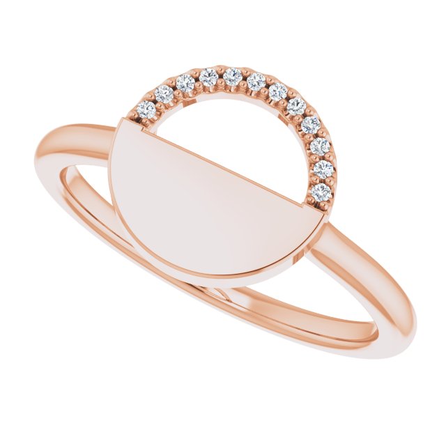 14K Gold Round Natural Diamond Stackable Geometric Ring – 0.9mm Stones - Rose Gold - view 5