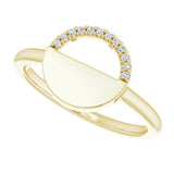 14K Gold Round Natural Diamond Stackable Geometric Ring – 0.9mm Stones - Yellow Gold - view 5
