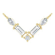 14K Gold Straight Baguette Natural Diamond Petite V Necklace - Yellow Gold