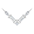 Platinum Straight Baguette Natural Diamond Petite V Necklace