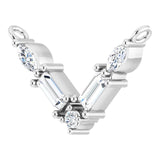 Platinum Straight Baguette Natural Diamond Petite V Necklace - view 2
