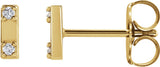 14K Gold Round Natural Diamond Two-Stone Bar Earrings - Yellow Gold