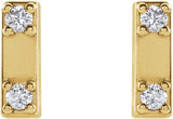 14K Gold Round Natural Diamond Two-Stone Bar Earrings - Yellow Gold - view 2
