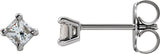 14K Gold Natural Diamond Square 4-Prong Stud Earrings – 3x3mm - White Gold