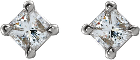 Platinum Natural Diamond Square 4-Prong Stud Earrings – 3x3mm - view 2