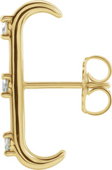 14K Gold Round Natural Diamond Accented Cuff Earrings - Yellow Gold - view 2