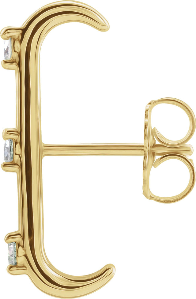 14K Gold Round Natural Diamond Accented Cuff Earrings - Yellow Gold - view 2