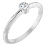 Platinum Round Natural Diamond Bezel-Set Stackable Ring – 2-5.7mm Stones