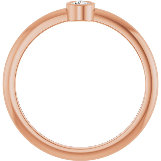 14K Gold Round Natural Diamond Bezel-Set Stackable Ring – 2-5.7mm Stones - Rose Gold - view 2