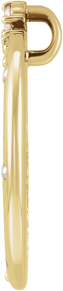 14K Gold Round Lab-Grown Diamond Crescent Moon Necklace or Pendant - Yellow Gold - view 2