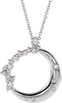 14K Gold Round Lab-Grown Diamond Crescent Moon Necklace or Pendant – 1/4 CTW - White Gold