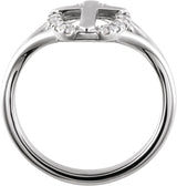 Platinum Round Natural Diamond Halo-Style Cross Ring - view 2