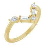 14K Gold Marquise Lab-Grown Diamond Accented V Ring - Yellow Gold