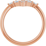 14K Gold Marquise Natural Diamond Accented V Ring II - Rose Gold - view 2