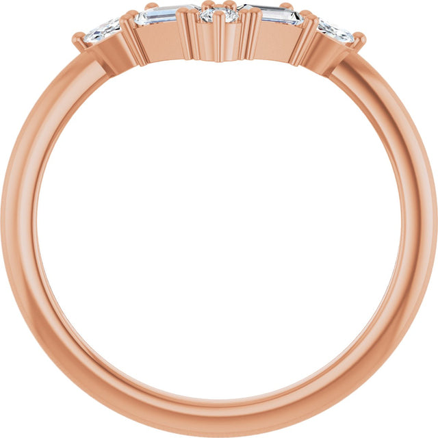 14K Gold Marquise Natural Diamond Accented V Ring II - Rose Gold - view 2