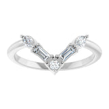 14K Gold Marquise Natural Diamond Accented V Ring II - White Gold - view 3