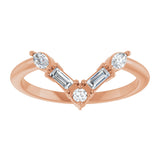 14K Gold Marquise Natural Diamond Accented V Ring II - Rose Gold - view 3