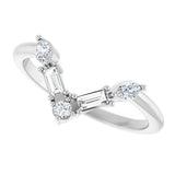 14K Gold Marquise Lab-Grown Diamond Accented V Ring - White Gold - view 5