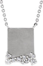 Platinum Round Natural Diamond Engravable Accented Necklace