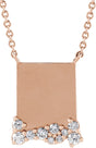 14K Gold Round Natural Diamond Engravable Accented Necklace - Rose Gold